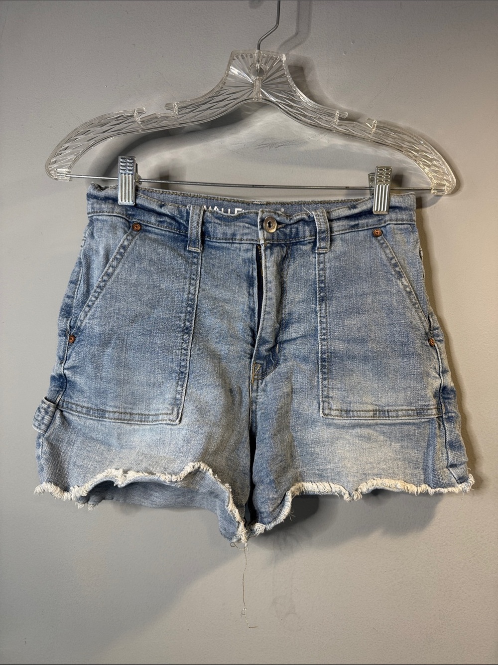 Wallflower Light Blue Distressed High-Rise Denim Shorts Juniors size 1